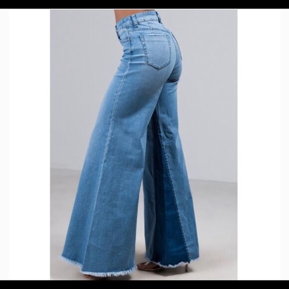 UNIQ BY LITZ Wide-Leg Bellbottom Star Jeans Blue size 30 - Picture 4 of 14